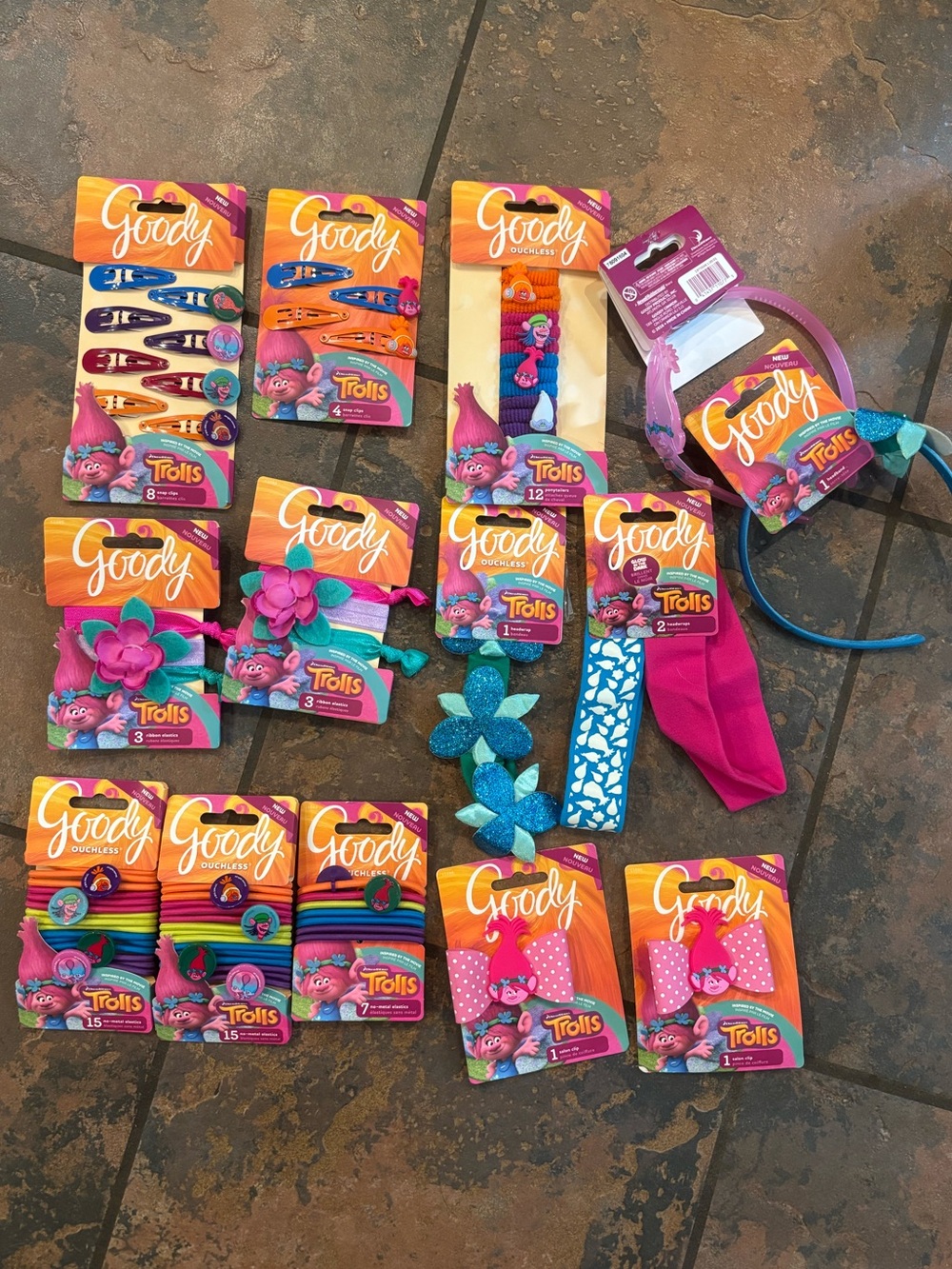 Kids Trolls Hair Accessories Set - Pink & Blue